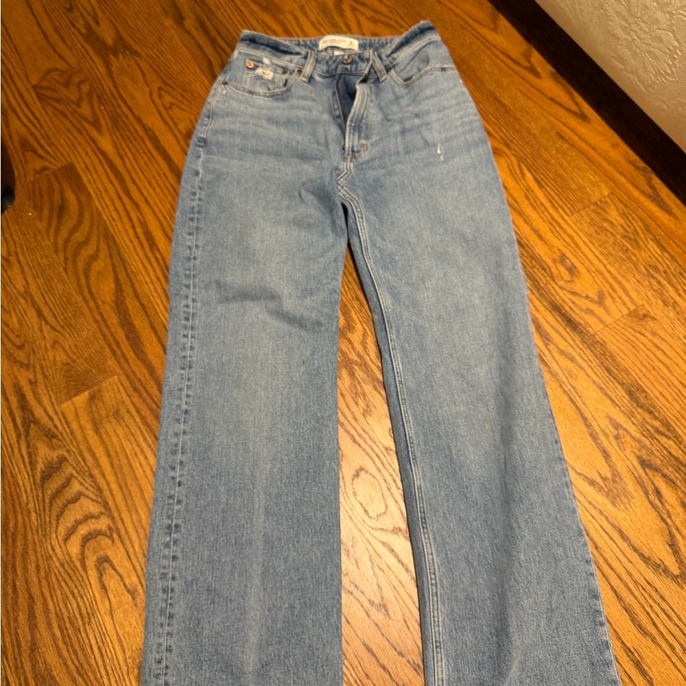 Abercrombie & Fitch Light Blue High-Rise Straight Jeans